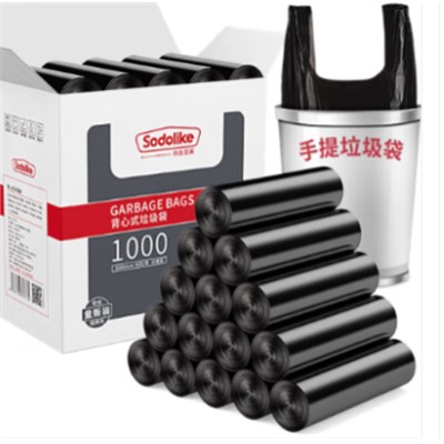 尚岛宜家/sodolike 50*65cm 塑料制品 背心手提式垃圾袋 100只装 中号加厚垃圾袋50*65cm 黑色